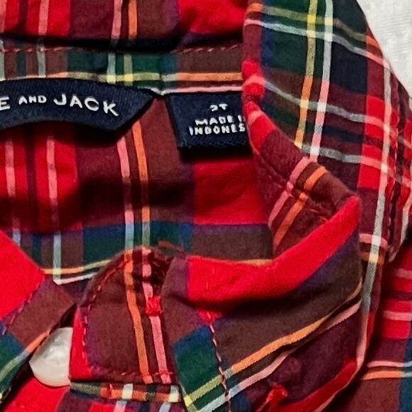 Janie and Jack Tartan Plaid Button Up Holiday Shirt Size 2T - Picture 3 of 5